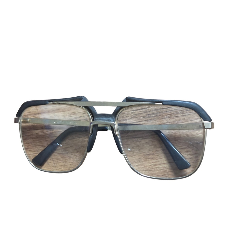 Vintage Quality Optics Taiwan Aviator Eyeglasses Black Gold Mixed Media Retro